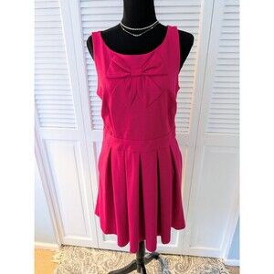 LC Lauren Conrad Dress Women's 14 Pink Bow Sleeveless Knee Length Pockets Barbie
